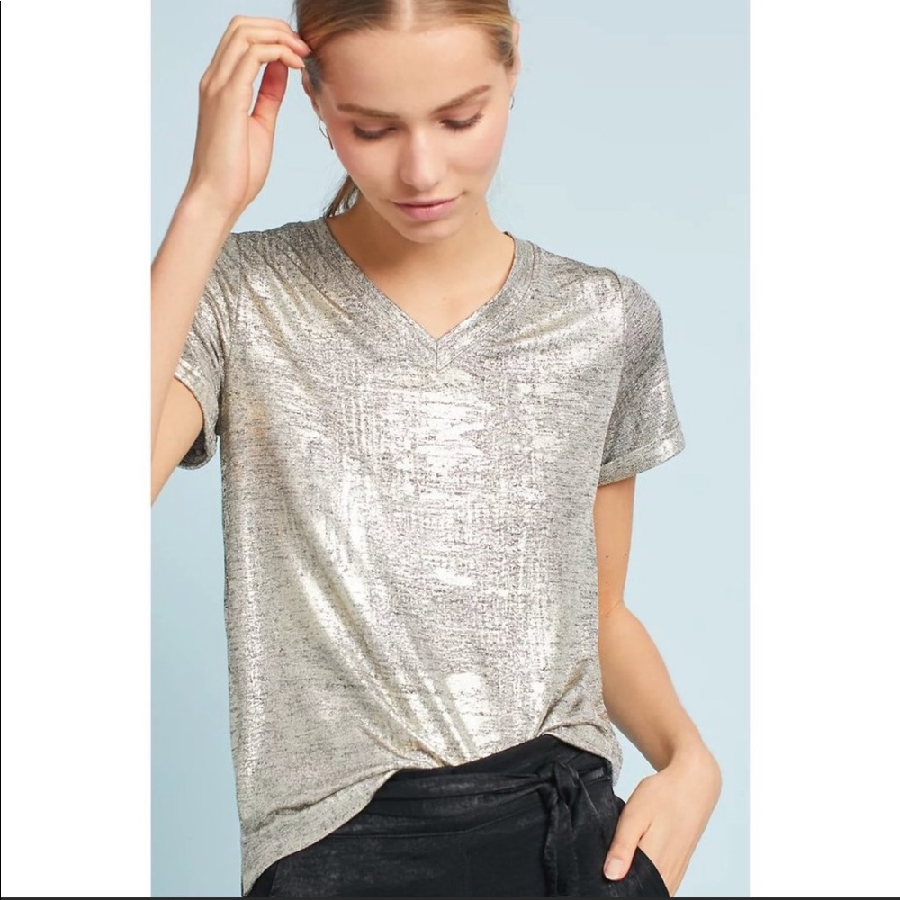Anthropologie Akemi + Kin Metallic Top